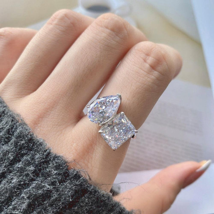 New Two-tone Diamond Ring Pear-shaped Ring Fashion - Trendha