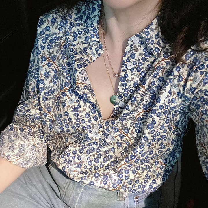 Niche Art Shirt Retro Blue Arabesque - Trendha