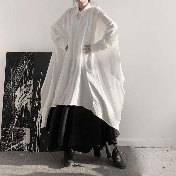 Niche Asymmetric Loose Shirt Skirt Two-piece Set - Trendha