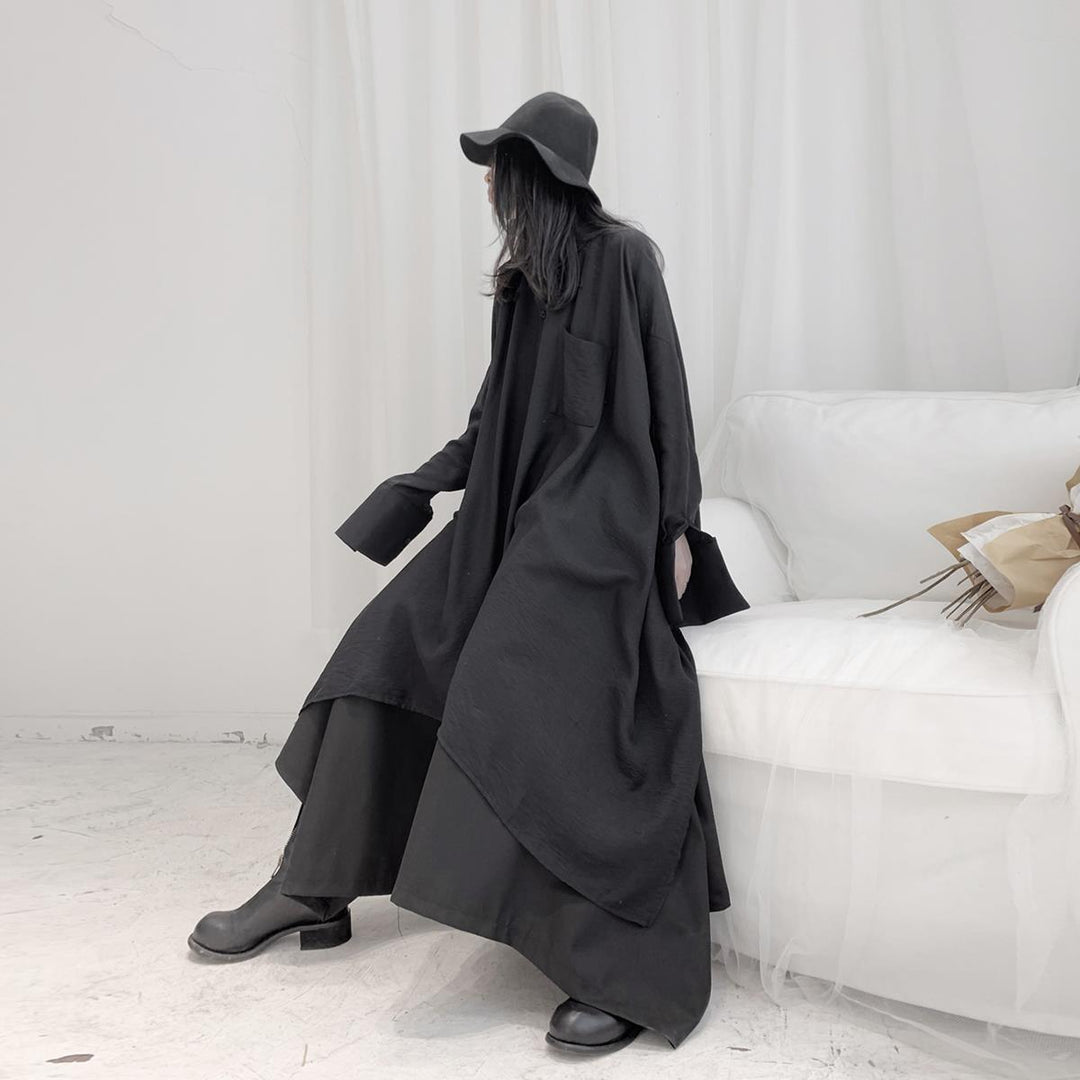 Niche Asymmetric Loose Shirt Skirt Two-piece Set - Trendha