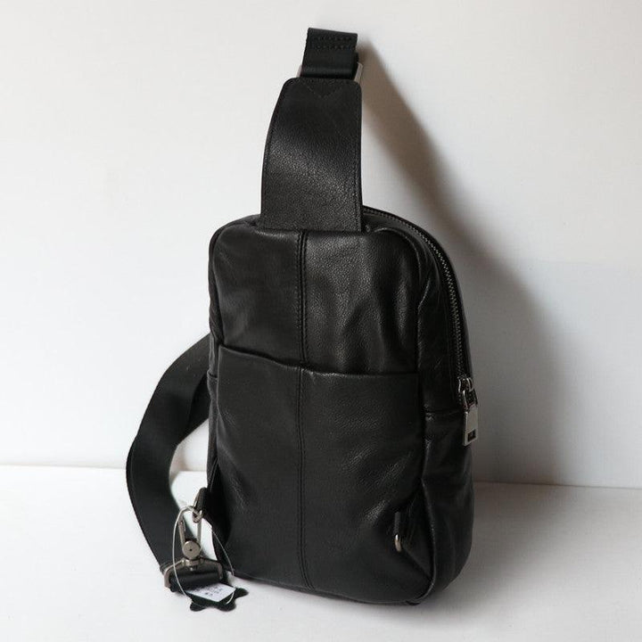 Outdoor Sports Vertical Top Leather Men's Chest Bag - Trendha