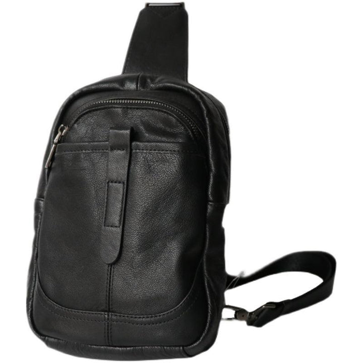 Outdoor Sports Vertical Top Leather Men's Chest Bag - Trendha
