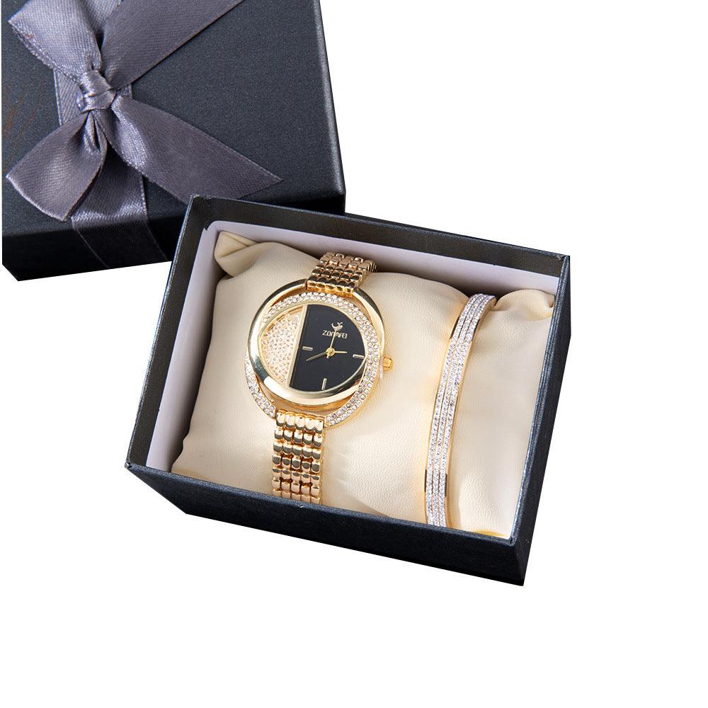 Oval Ball Quartz Watch Titanium Steel Bracelet Set - Trendha