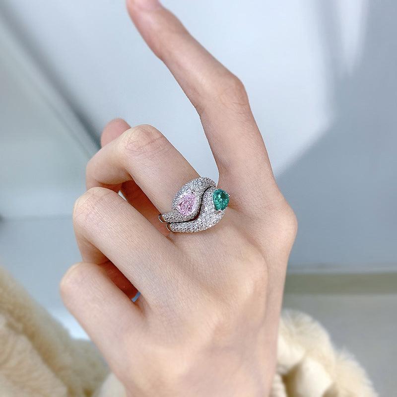 Paraiba Diamond Ice Flower Cut Full Diamond Ring - Trendha