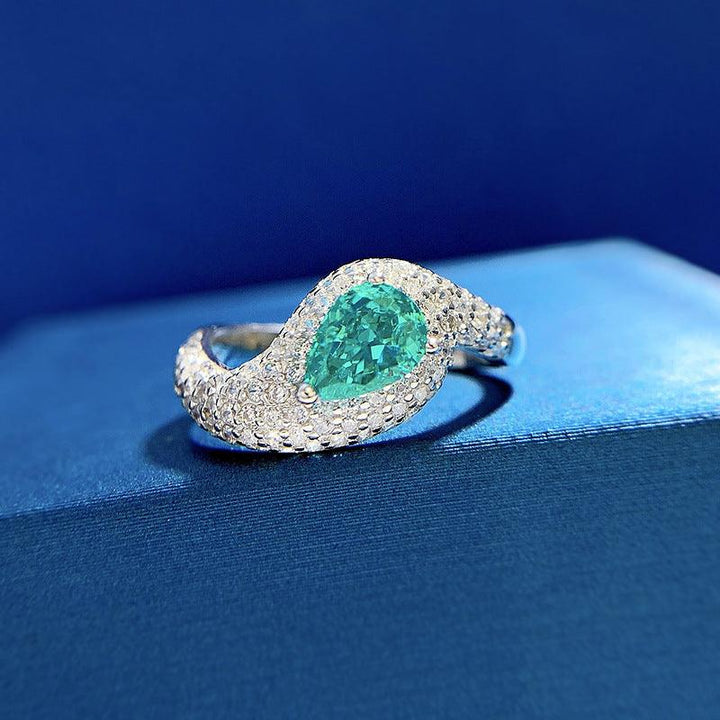 Paraiba Diamond Ice Flower Cut Full Diamond Ring - Trendha