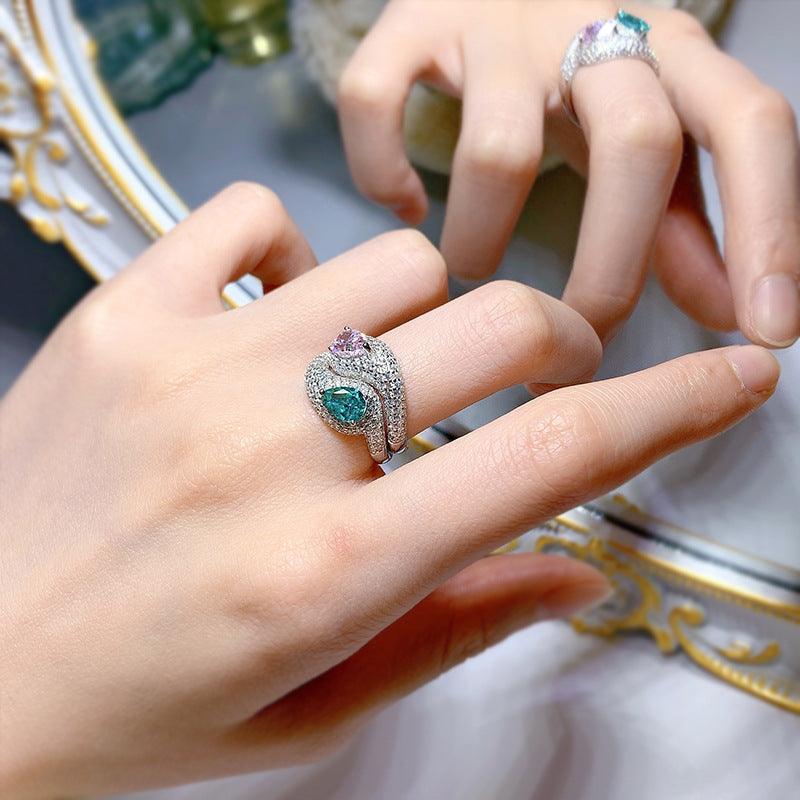 Paraiba Diamond Ice Flower Cut Full Diamond Ring - Trendha