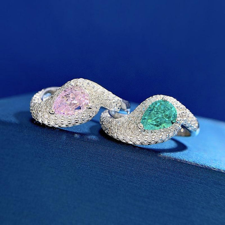 Paraiba Diamond Ice Flower Cut Full Diamond Ring - Trendha