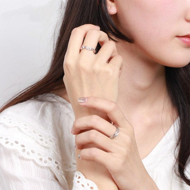 Peach Blossom Sterling Silver Couple Ring - Trendha