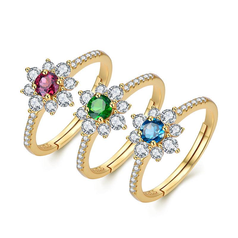 Personalized Inlaid Natural Stone Color Gemstone Ring For Women - Trendha