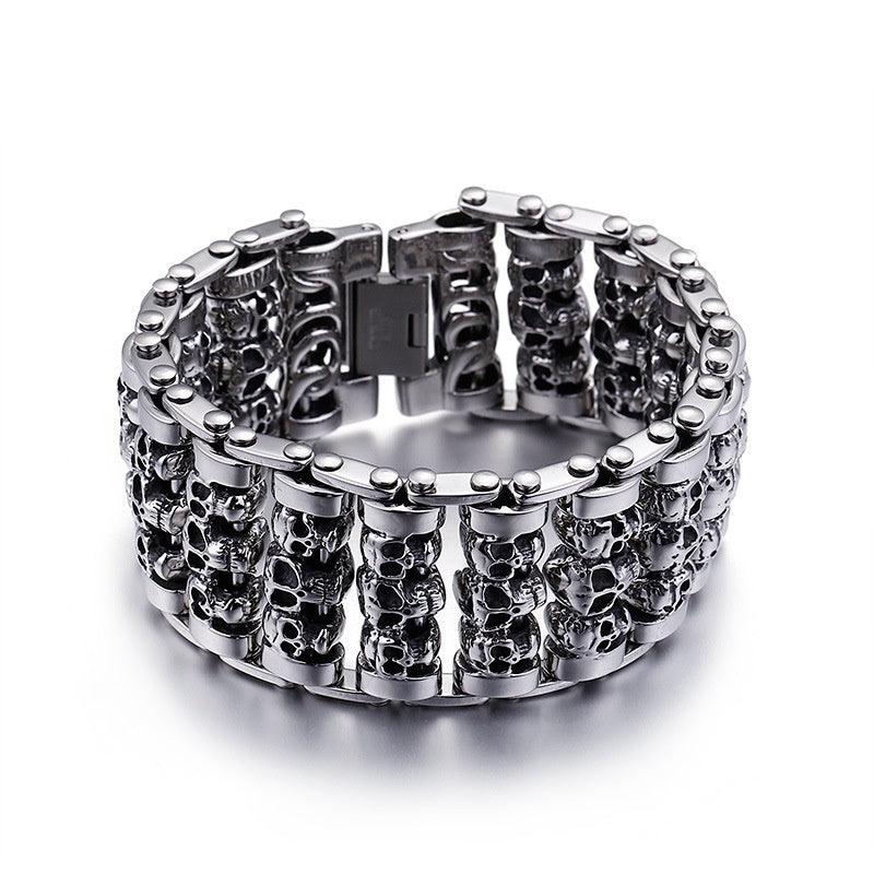 Personalized Punk Trendy Men's Fashion Accessories Titanium Steel Skull Bracelet - Trendha