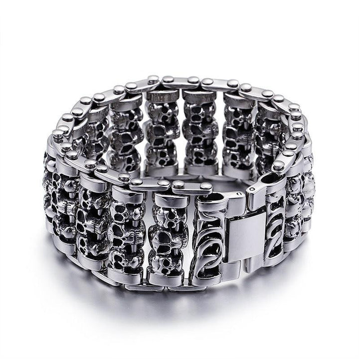 Personalized Punk Trendy Men's Fashion Accessories Titanium Steel Skull Bracelet - Trendha
