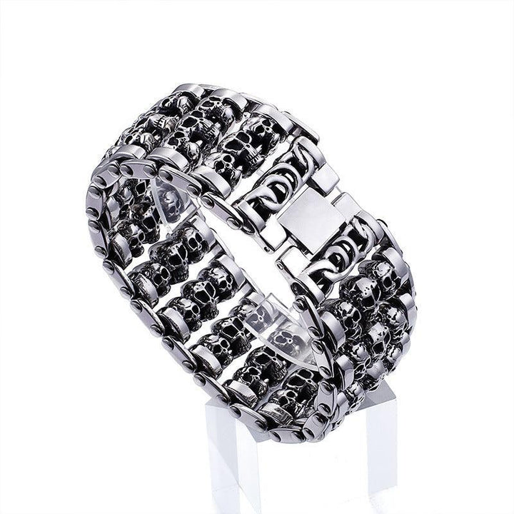 Personalized Punk Trendy Men's Fashion Accessories Titanium Steel Skull Bracelet - Trendha