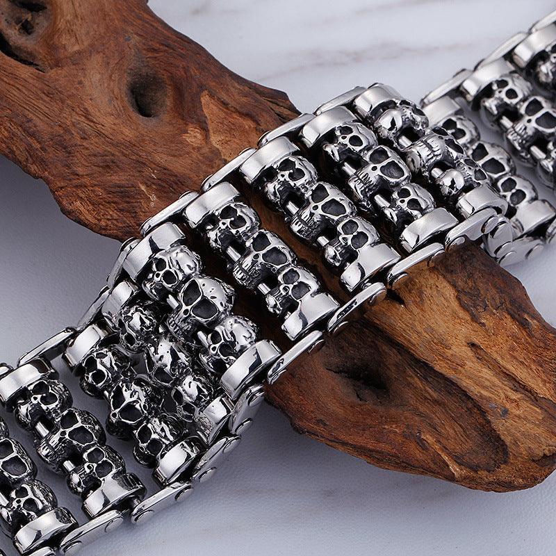 Personalized Punk Trendy Men's Fashion Accessories Titanium Steel Skull Bracelet - Trendha