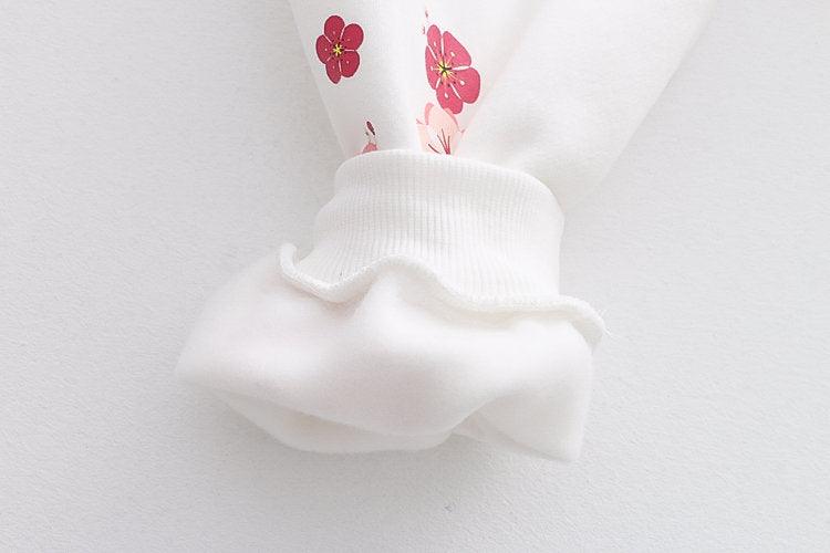 Plum Blossom Printed Hooded Sweatshirt Girl - Trendha