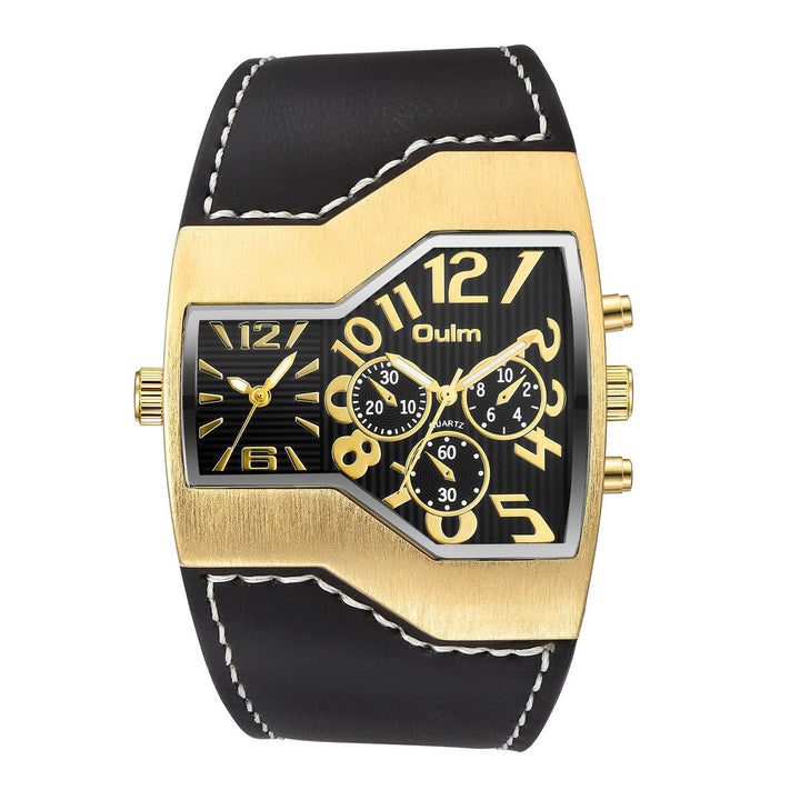Premium Belt Large Dial Gold Men's Watch - Trendha