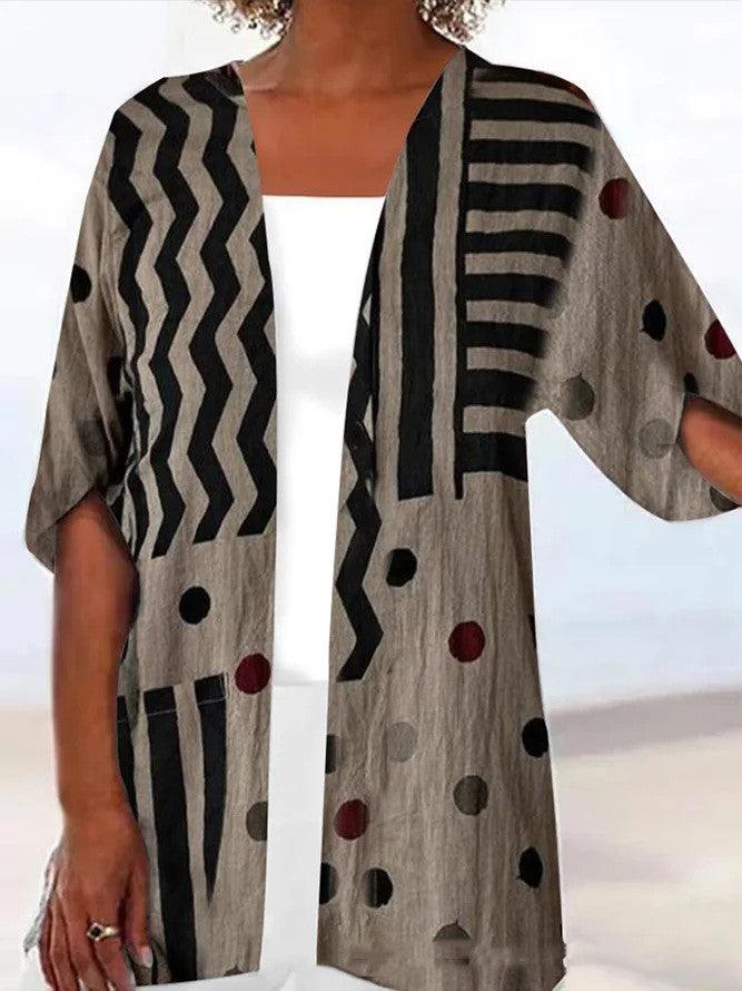 Printed Loose Top Fashion Coat - Trendha