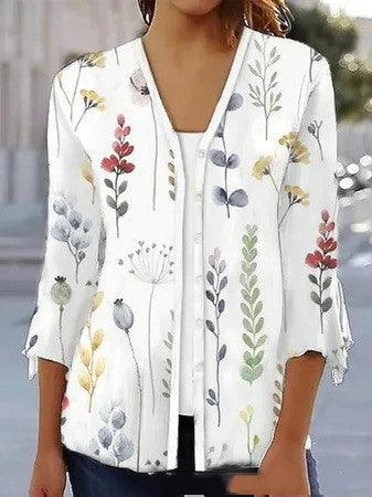 Printed Quarter Sleeved Cardigan Knit - Trendha
