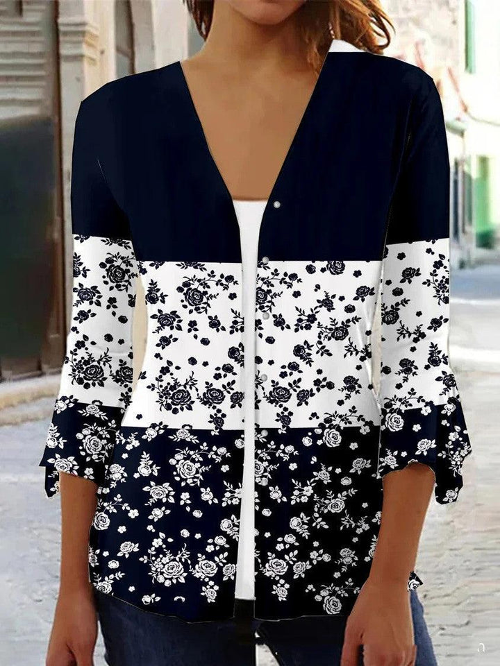 Printed Quarter Sleeved Cardigan Knit - Trendha