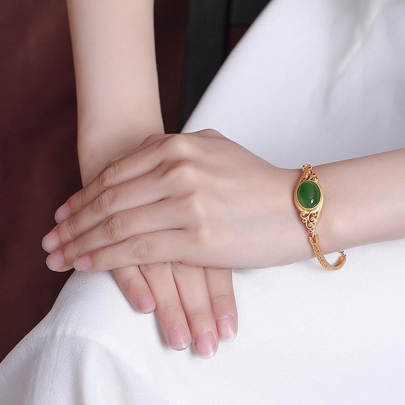 Pure Silver Gilded Jasper New Chinese Style Retro Auspicious Cloud - Trendha