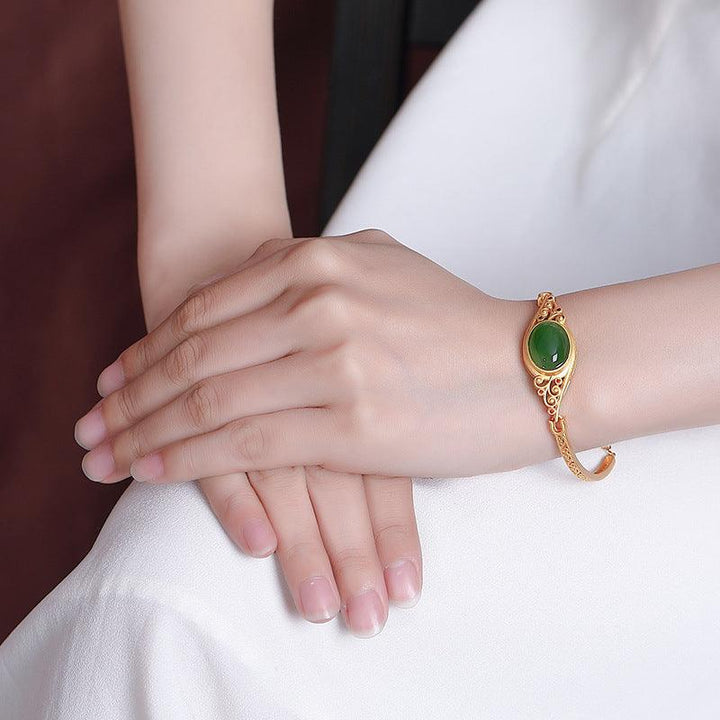 Pure Silver Gilded Jasper New Chinese Style Retro Auspicious Cloud - Trendha