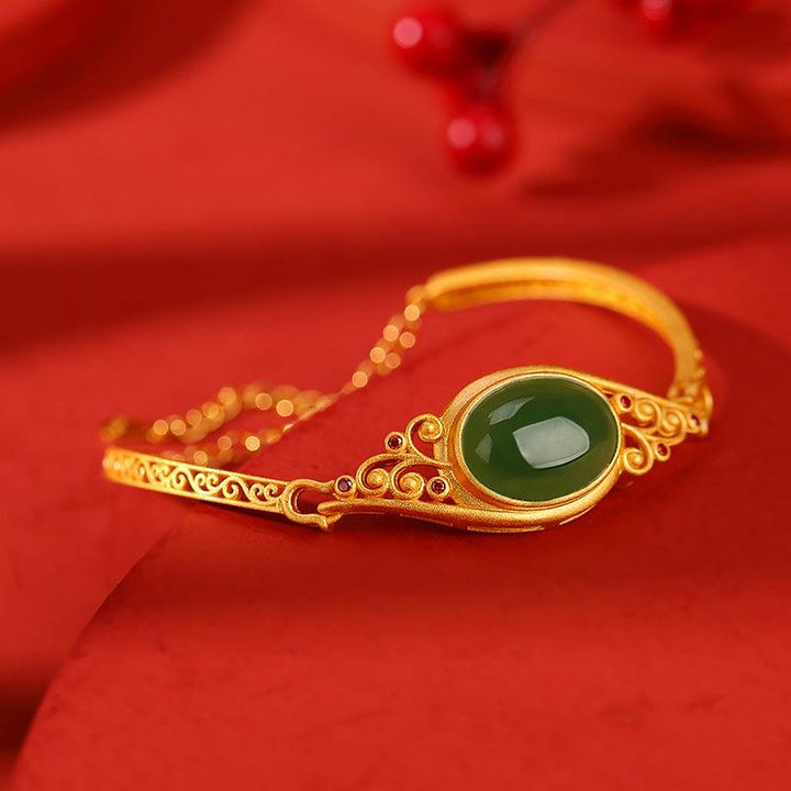 Pure Silver Gilded Jasper New Chinese Style Retro Auspicious Cloud - Trendha