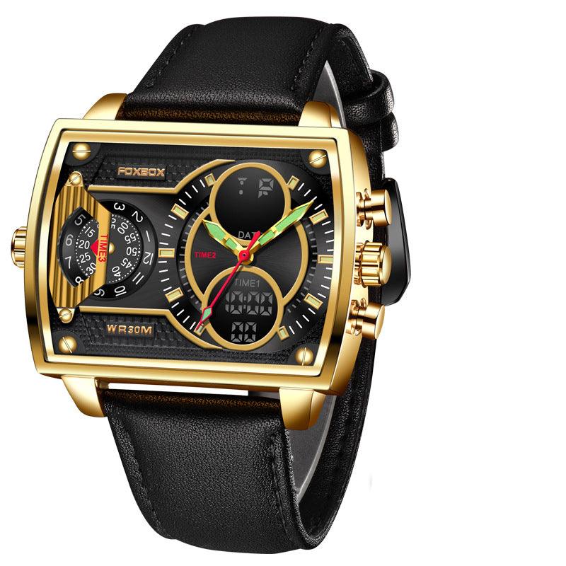 Quartz Electronic Dual Display Multi-function Square - Trendha