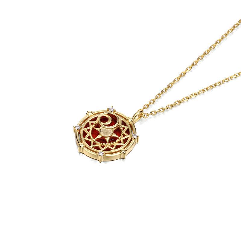Red Agate Star Moon Collar Necklace - Trendha