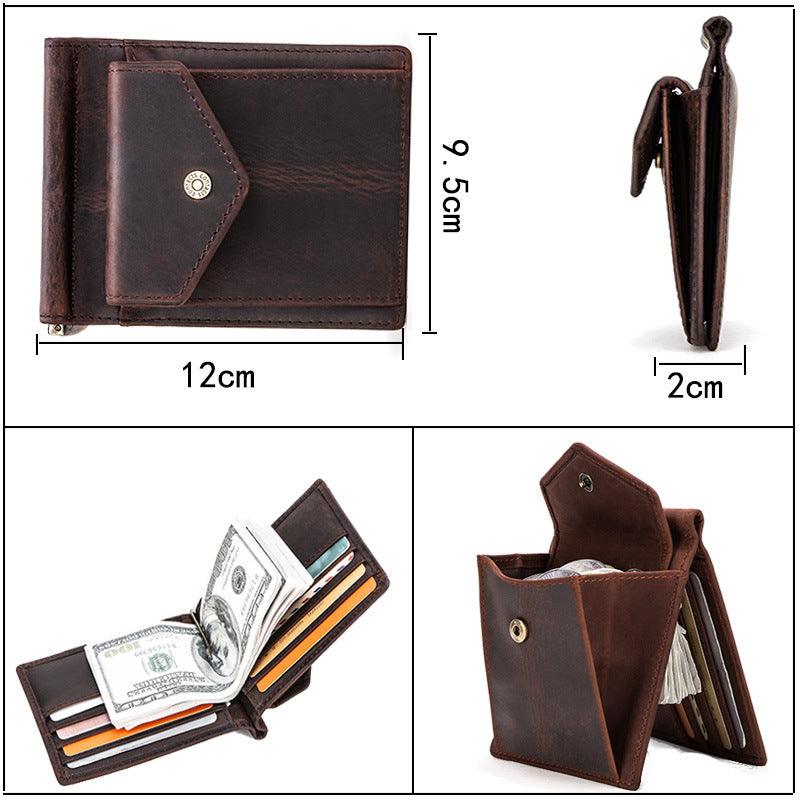 Retro Crazy Horse Cowhide Multifunctional Card Bag - Trendha