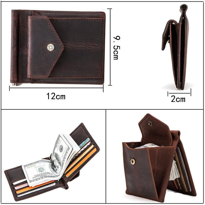 Retro Crazy Horse Cowhide Multifunctional Card Bag - Trendha