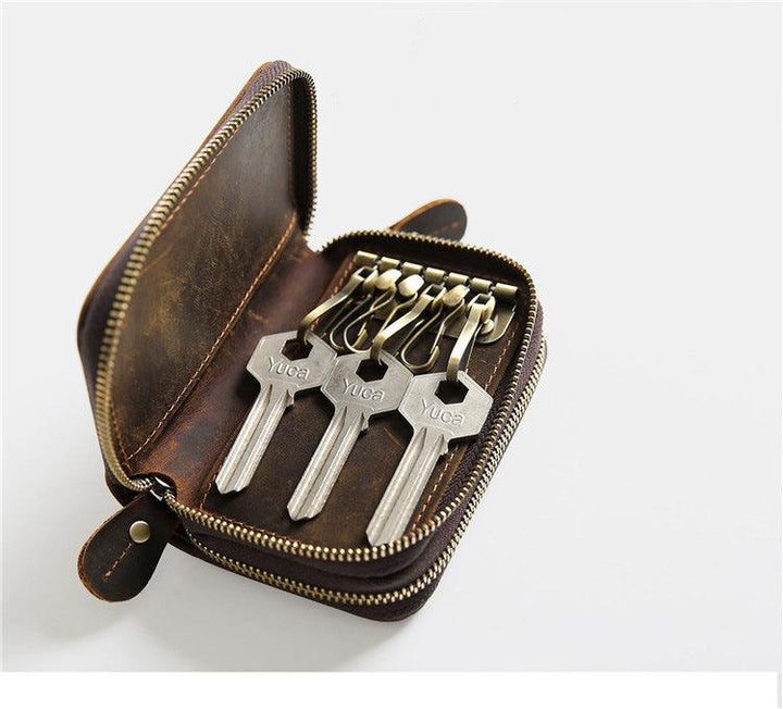 Retro Leather Hand-held Short Key Bag - Trendha