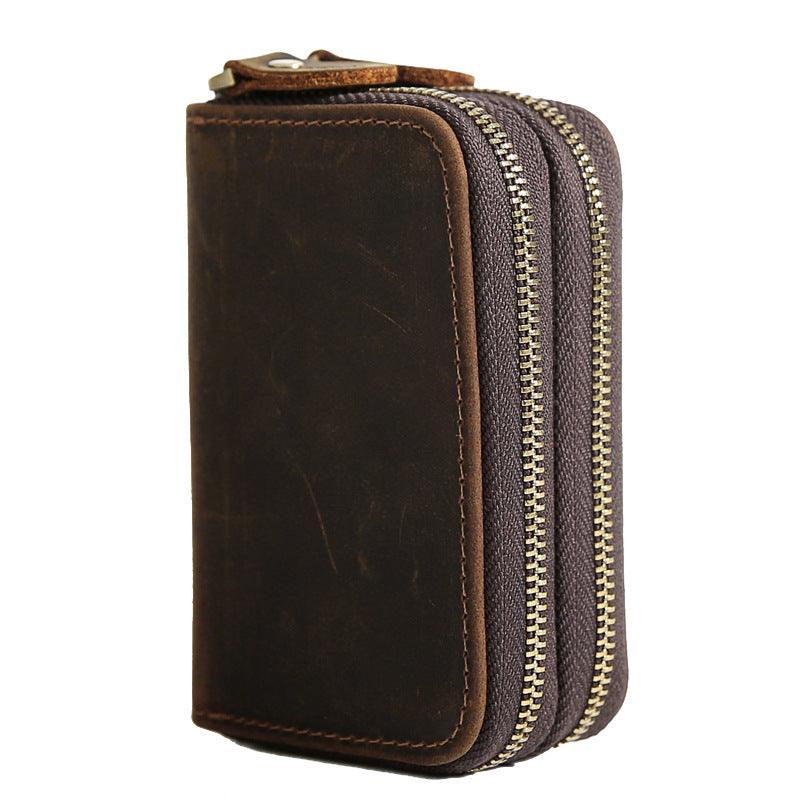 Retro Leather Hand-held Short Key Bag - Trendha