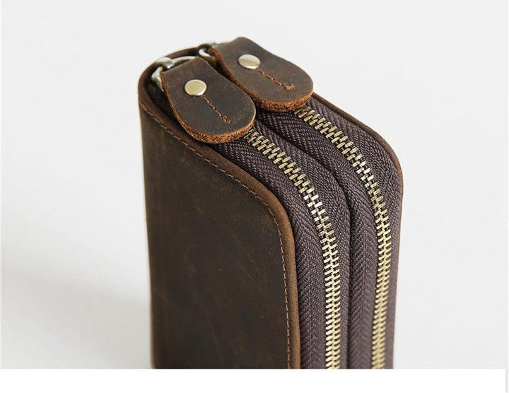 Retro Leather Hand-held Short Key Bag - Trendha