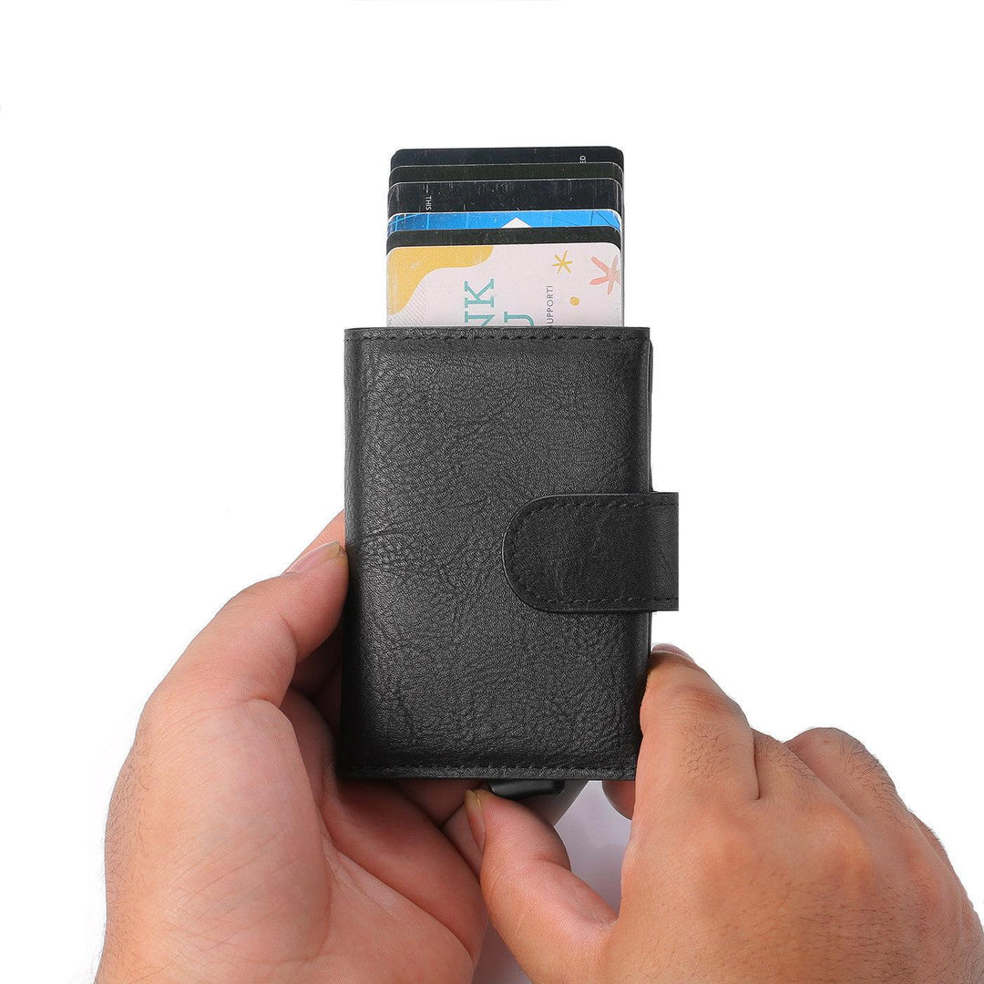 Retro Pu Coin Purse Aluminum Alloy Wallet Men's Rfid Anti-theft Metal Card Holder - Trendha