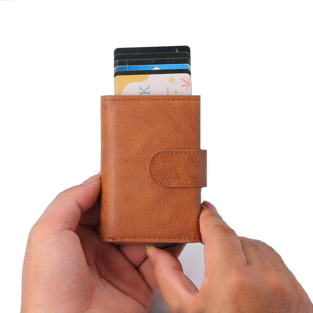 Retro Pu Coin Purse Aluminum Alloy Wallet Men's Rfid Anti-theft Metal Card Holder - Trendha