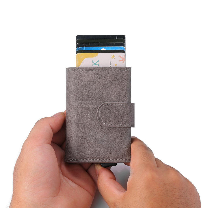 Retro Pu Coin Purse Aluminum Alloy Wallet Men's Rfid Anti-theft Metal Card Holder - Trendha