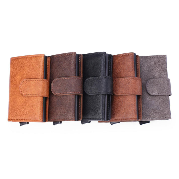 Retro Pu Coin Purse Aluminum Alloy Wallet Men's Rfid Anti-theft Metal Card Holder - Trendha