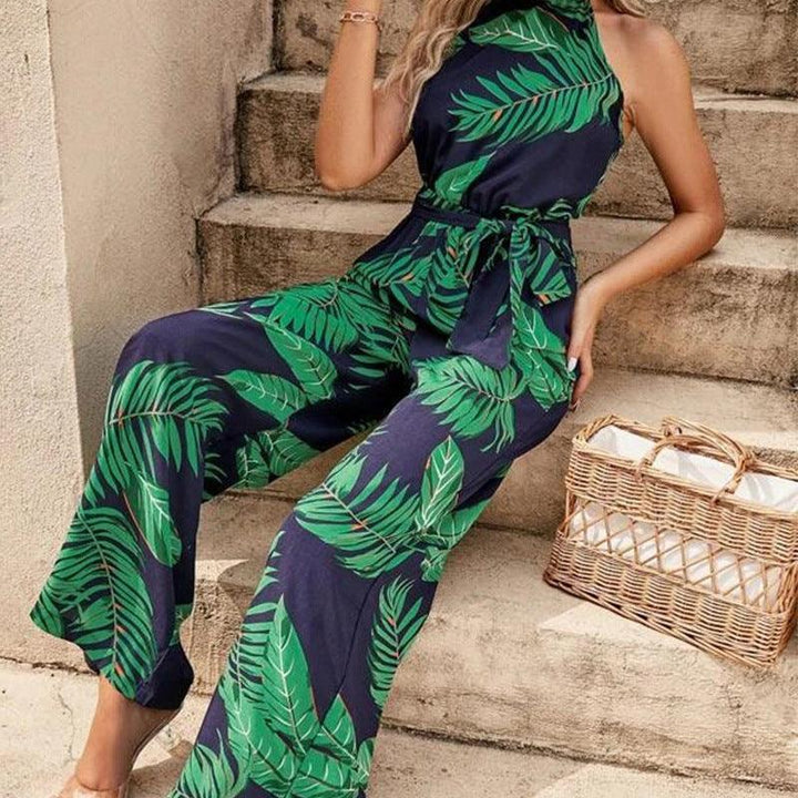 Round Neck Sleeveless Tied High Waist Wide Leg Jumpsuit - Trendha