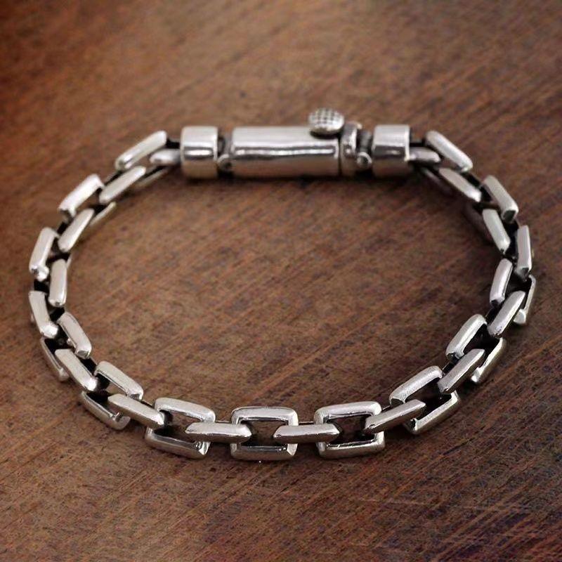 S925 Pure Silver Bolt Bracelet Interlocking Retro - Trendha