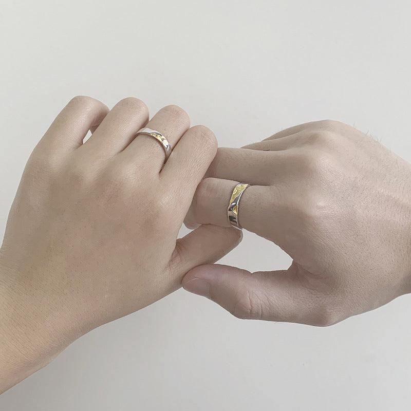 S925 Quicksand Couple Ring A Pair Of Sterling Silver - Trendha