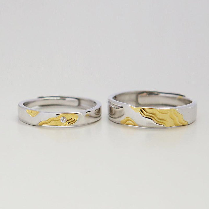 S925 Quicksand Couple Ring A Pair Of Sterling Silver - Trendha