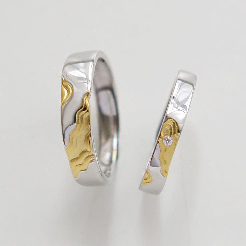 S925 Quicksand Couple Ring A Pair Of Sterling Silver - Trendha