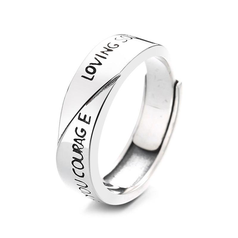 S925 Silver Fashion Simple Style English Letters Artistic Temperament Ring - Trendha
