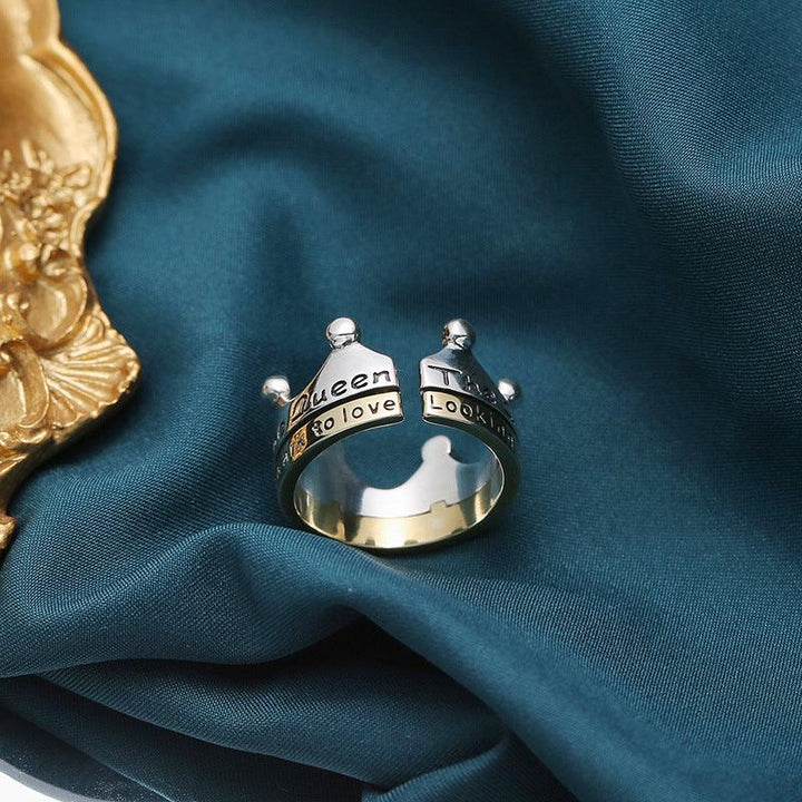S925 Silver Gold Crown Ring Simple INS Style Simple - Trendha