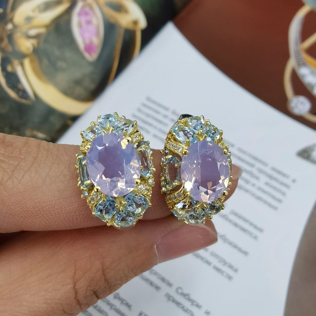 S925 Silver Plating Two-tone Inlaid Lavender Ring - Trendha