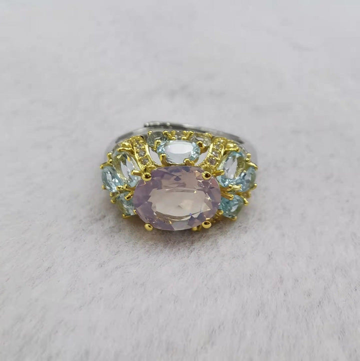 S925 Silver Plating Two-tone Inlaid Lavender Ring - Trendha