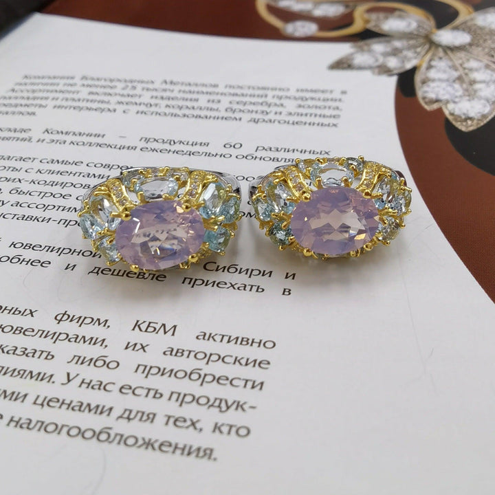 S925 Silver Plating Two-tone Inlaid Lavender Ring - Trendha