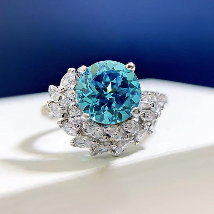 S925 Silver Round Rhinestone Ring - Trendha