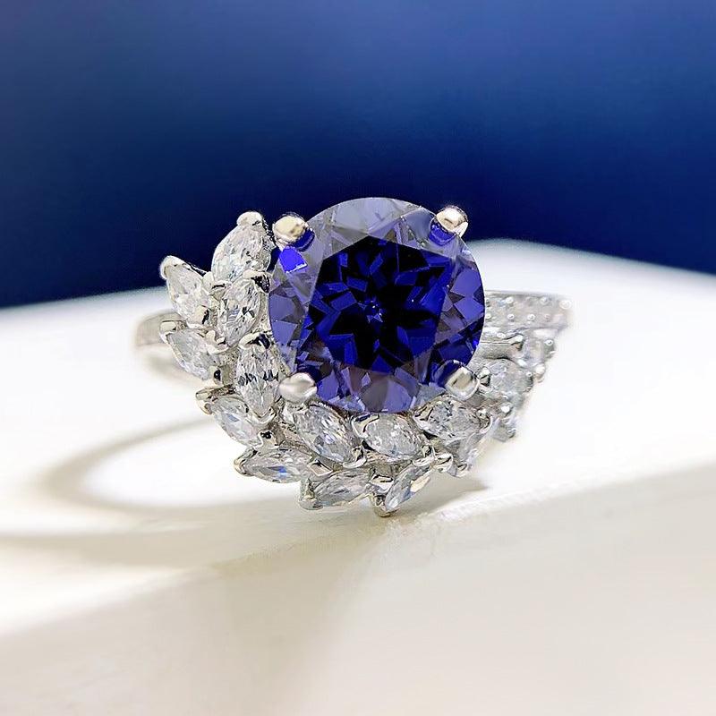 S925 Silver Round Rhinestone Ring - Trendha