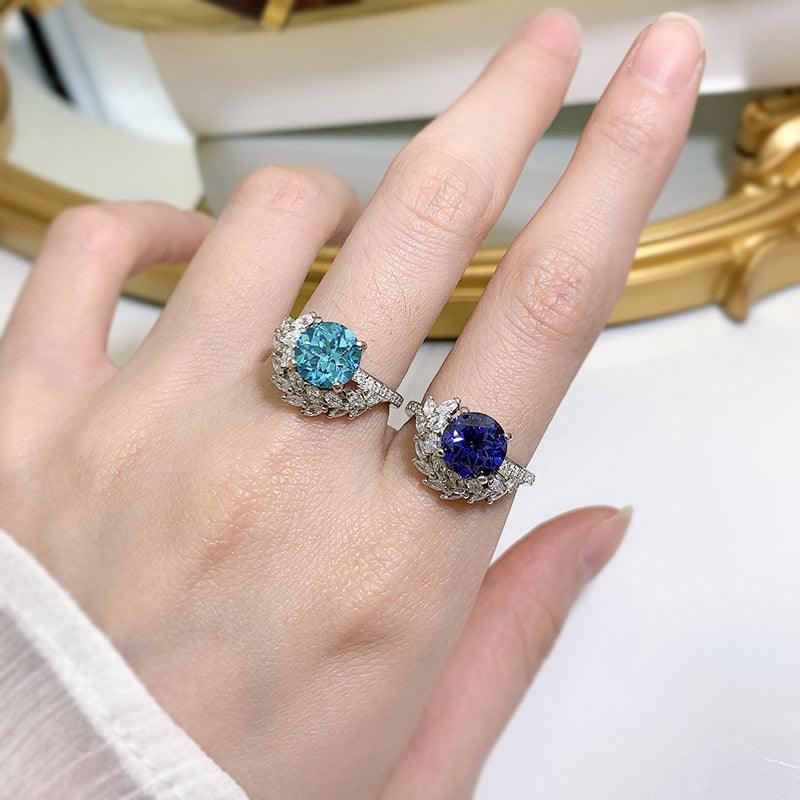 S925 Silver Round Rhinestone Ring - Trendha