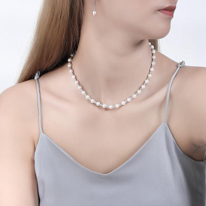 S925 Sterling Silver Baroque Pearl Necklace Female - Trendha